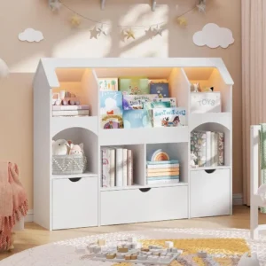 Castle-Inspired Storage with 3 Movable Drawers and LED Light